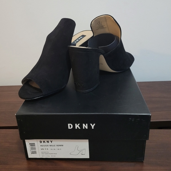 DKNY Open Toe Heeled Mules, 80mm. Black Suede, 37.5 - Picture 3 of 3